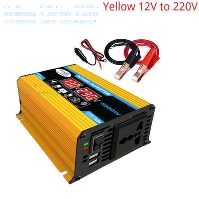 4000W автомобилен инвертор на захранване LED дисплей за напрежение 12V към AC 220V 110V двоен USB преобразувател Адаптер Модифициран автомобилен инвертор на синусоида