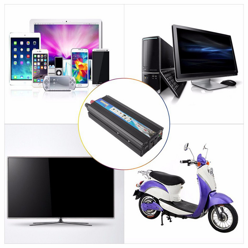 Invertor de mașină 24V 220V Convertor de putere 2000W pentru sistem solar/panou solar/acasă/în aer liber/RV/camping Wave power inverter