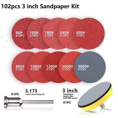 52/102 komada komplet diskova za brusni papir 1 2 3 inča kotačić za poliranje s abrazivnom pločom za poliranje za rotacijsku brusilicu Brusni papir
