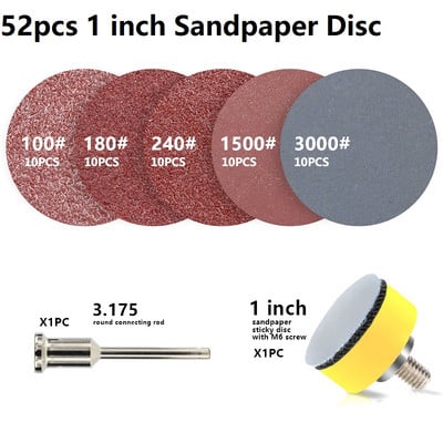 52/102 komada komplet diskova za brusni papir 1 2 3 inča kotačić za poliranje s abrazivnom pločom za poliranje za rotacijsku brusilicu Brusni papir
