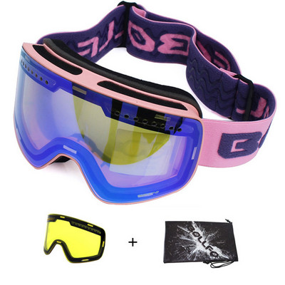Ochelari de schi cu lentile magnetice lentile polarizate dublu strat Ochelari de schi anti-aburi UV400 pentru snowboard barbati femei ochelari de schi Ochelari