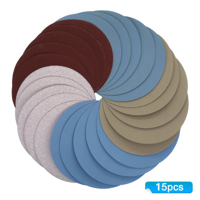 15 DB 125mm 5" hüvelyk szemcseméret 1000 /2000 /3000 /4000/ 5000 csiszolókorongok horoghurok csiszolópapír kerek korong csiszolólap csiszoló