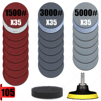 105/80 TK liivapaber lihvimiskettad ümmargused flokeerivad liivapaber lihvimisveski poleerimine 3 tolli 800 1200 1500 2000 3000 5000 tera