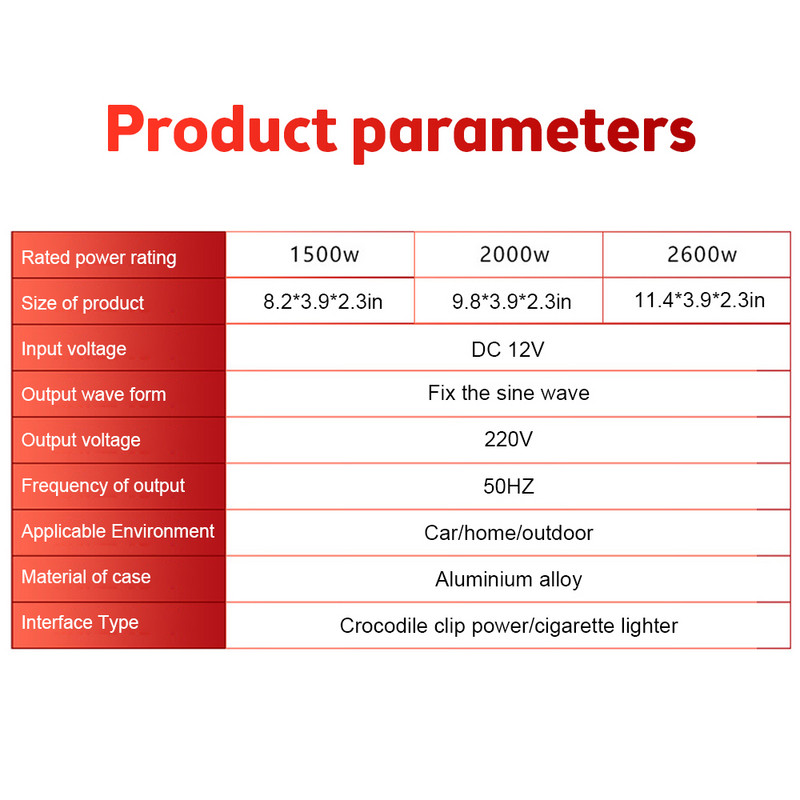 Transformátor do auta, konvertor do EÚ zásuvky 1500W/2000W/2600W, modifikovaný sínusový LCD displej, menič napájania DC 12V na AC 220V, solárny, 2 USB