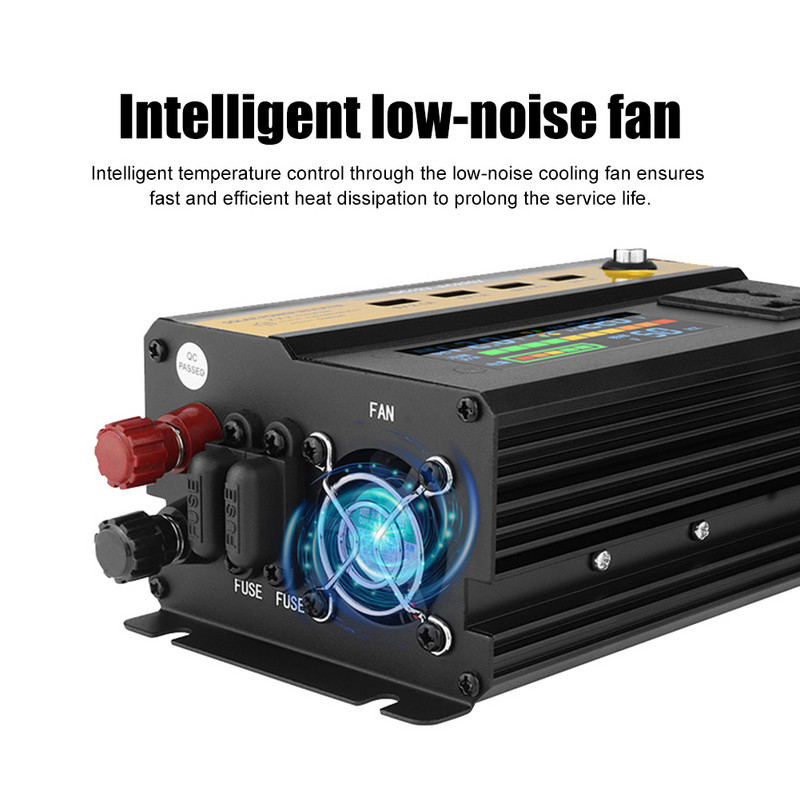 Vârf 2200W Invertor de putere pentru mașină DC 12V/24V la AC 220V cu porturi USB Display LCD Adaptor universal Invertor cu undă sinusoidală modificată