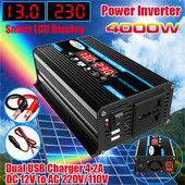 Convertor invertor de putere auto 4000W 12V la 220V/110V Adaptor pentru încărcător invertor LED Transformator de tensiune USB dublu Undă sinusoidală modificată