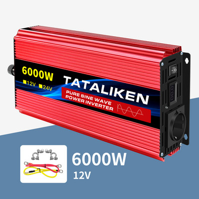 Menič napätia DC12V na AC220V 4500W/5000W, nabíjací adaptér do auta s vysokým výkonom a LED diódou