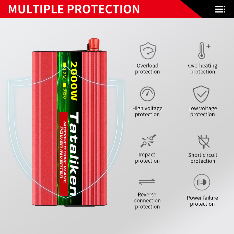 Menič 12V 220V 600W 2000W 2000W 2600W s displejom napätia pre domáce električky