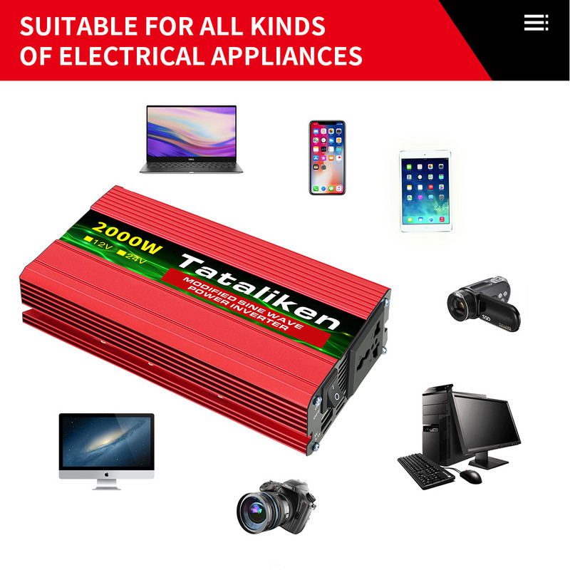 Menič 12V 220V 600W 2000W 2000W 2600W s displejom napätia pre domáce električky