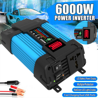 Car Voltage Inverter Converter 12V to 110/220V 6000W Car Power Inverter Pure Sine Wave Inverter Auto Transformer Foy Car
