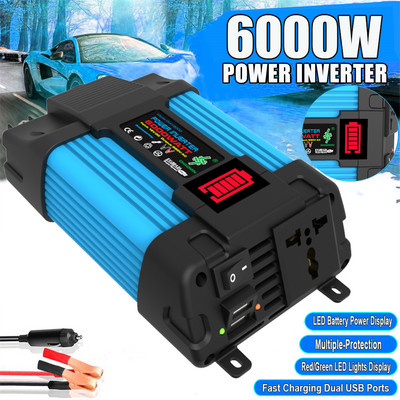 Автомобилен инверторен преобразувател на напрежение 12V към 110/220V 6000W Автомобилен инвертор на мощността Инвертор с чиста синусоида Автоматичен трансформатор Foy Car