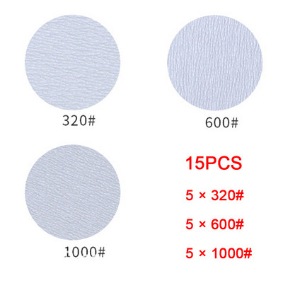 15 ks, sada brúsnych papierov na mokré a suché použitie, zrnitosť 320-1000, kotúč na brúsenie, 4 palce, so suchým zipsom na leštenie svetlometov auta