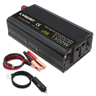 Pretvarač napajanja DC 12V u AC 220V 1500W Pretvarač USB univerzalni utikač LED zaslon Webasto 12 V Auto Inverzor Transformator Solarni