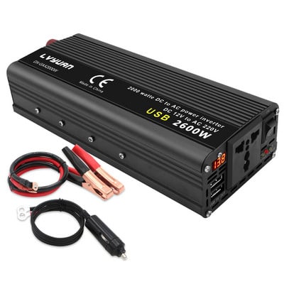 Pretvarač napajanja DC 12V u AC 220V 1500W Pretvarač USB univerzalni utikač LED zaslon Webasto 12 V Auto Inverzor Transformator Solarni