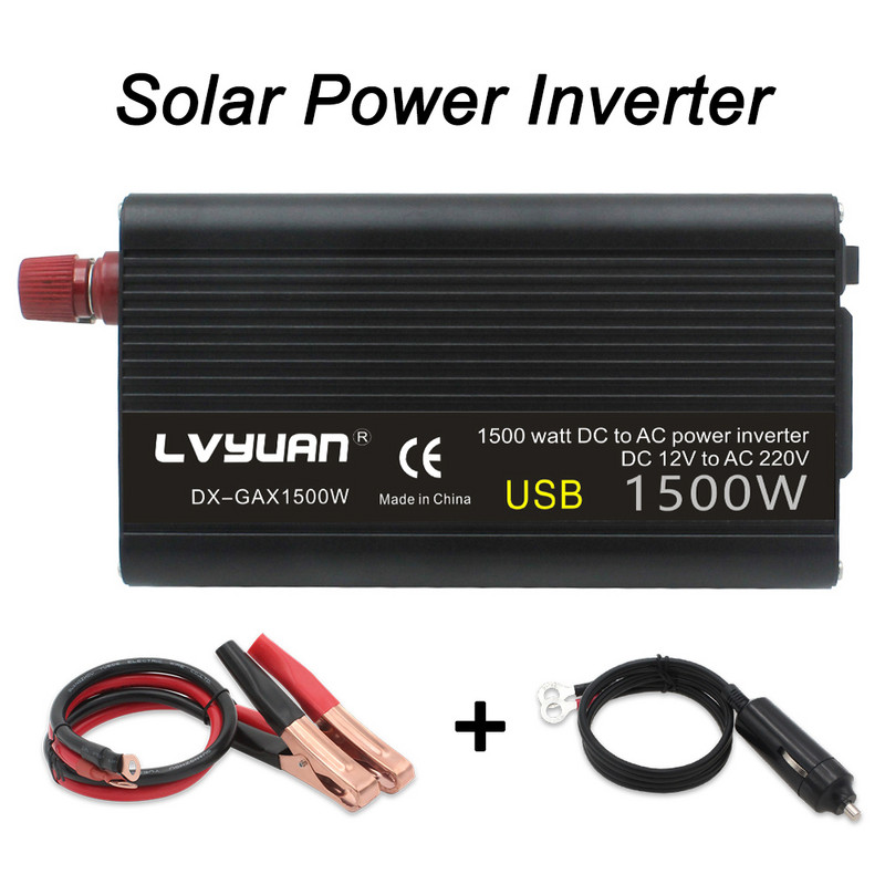 Pretvarač napajanja DC 12V u AC 220V 1500W Pretvarač USB univerzalni utikač LED zaslon Webasto 12 V Auto Inverzor Transformator Solarni
