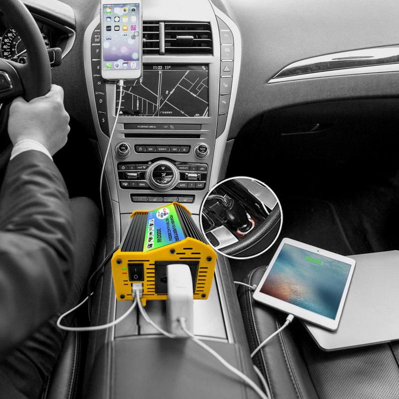 Adaptor invertor pentru mașină 1 set practic porturi USB duale Terminale DC 12V la AC 220V/110V Invertor Power Bank Consumabile pentru vehicule