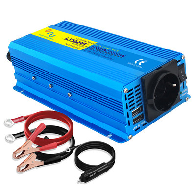 Tiszta szinuszhullámú autós inverter 2000W DC12V–AC 110V US aljzat töltőadapter napelemes transzformátor tápátalakító kettős USB kimenet