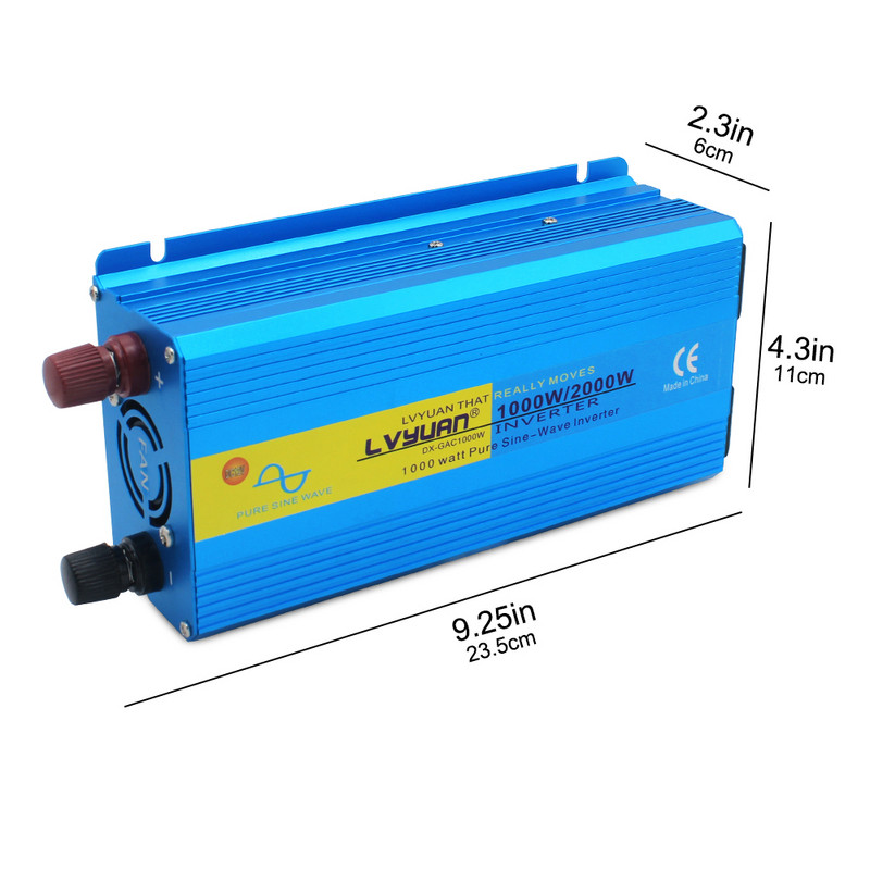Tiszta szinuszhullámú autós inverter 2000W DC12V–AC 110V US aljzat töltőadapter napelemes transzformátor tápátalakító kettős USB kimenet