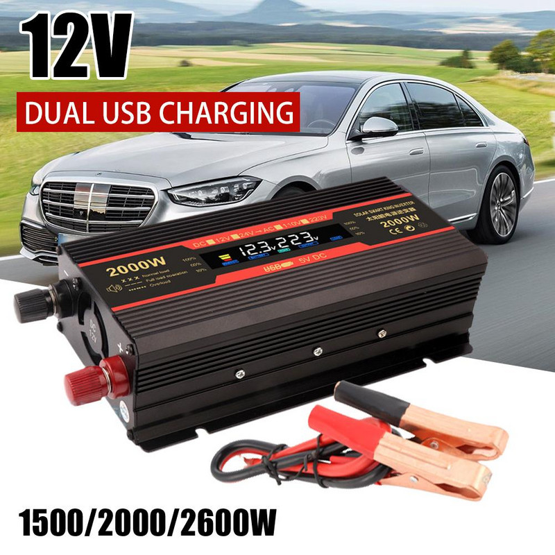 Invertor de putere cu priză UE 12 V 220 V Invertor cu undă sinusoidală 12 V la 220 Convertor DC la AC Kit regulator de tensiune Inversor Tranfarmer