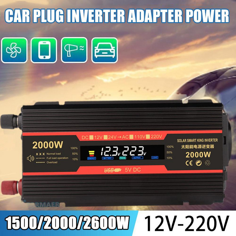 Invertor de putere cu priză UE 12 V 220 V Invertor cu undă sinusoidală 12 V la 220 Convertor DC la AC Kit regulator de tensiune Inversor Tranfarmer