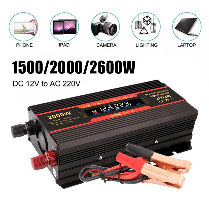 Invertor de putere cu priză UE 12 V 220 V Invertor cu undă sinusoidală 12 V la 220 Convertor DC la AC Kit regulator de tensiune Inversor Tranfarmer