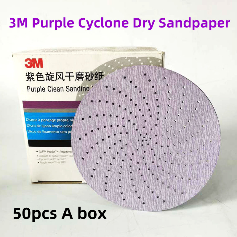 Americký brúsny papier 3M Purple Cyclone, 6" (150 mm), porézny okrúhly, suchý povrch, autodiely, drevený tmel, priemyselný brúsny papier