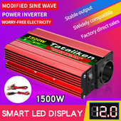 1500W/2000W/2600W DC 12V - AC 220V Hordozható autós teljesítmény inverter töltő átalakító adapter univerzális EU aljzat Autó tartozékok