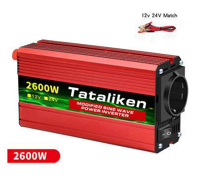 1500W/2000W/2600W DC 12V - AC 220V Hordozható autós teljesítmény inverter töltő átalakító adapter univerzális EU aljzat Autó tartozékok