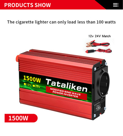 1500W/2000W/2600W DC 12V - AC 220V Hordozható autós teljesítmény inverter töltő átalakító adapter univerzális EU aljzat Autó tartozékok