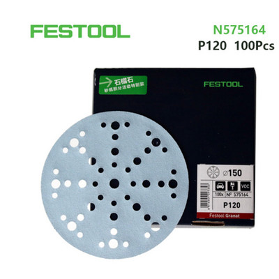 10 ΤΕΜ Γνήσιο γερμανικό FESTOOL Light Blue Garnet Dry Sandpaper 6 "48-hole Circular Abrasive Automotive Carpenter 80Grit-500 Mesh