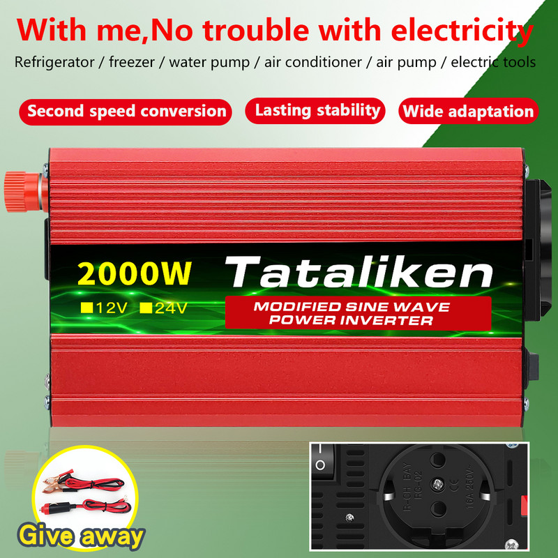1500w 2000w 2600W 3000w 4000w inverter europski standard 12v do 220v LED zaslon automobil inverter pretvarač velike snage