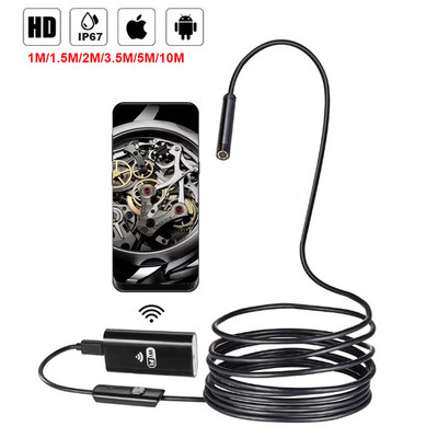 Мек проводник 7/8 mm Wifi ендоскопска камера HD 720P/480P Водоустойчив Гъвкав USB инспекционен бороскоп Android PC 1m/2m/5m/10m кабел