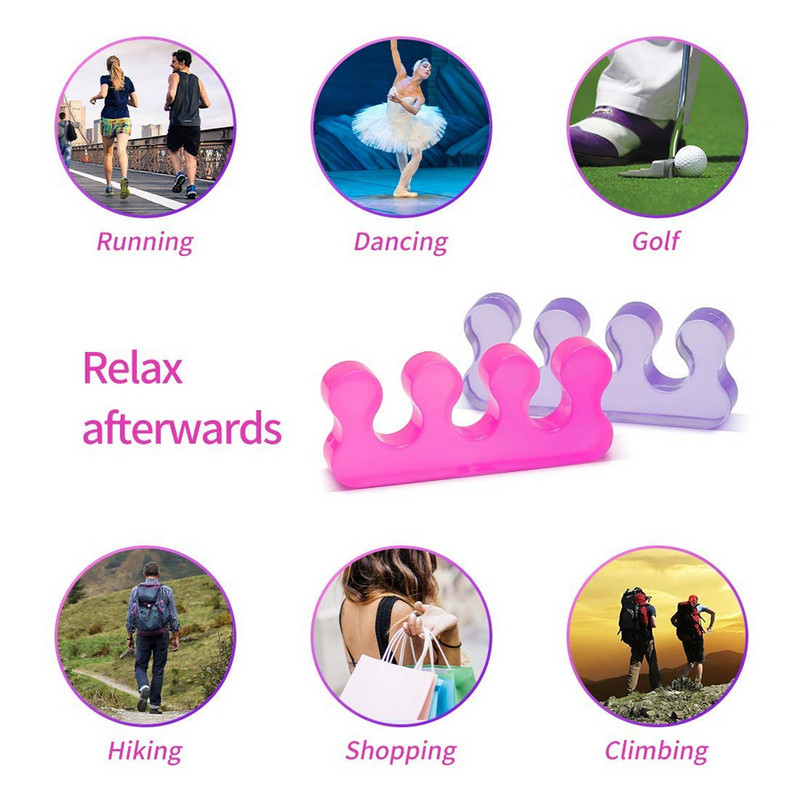 2 bucăți silicon moale manichiură pedichiură unghii separator degete corectare distanțier flexibil pentru degetele degetelor instrument de îndreptat separare