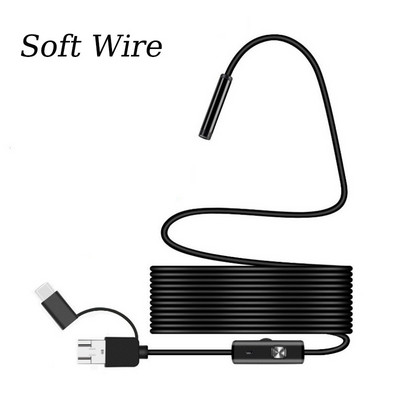 Cameră endoscopică cu teleobiectiv 8MM MINI HD 2MP Obiectiv industria endoscopic IP67 Boroscop de pescuit impermeabil 3 în 1 tip C Android Mac