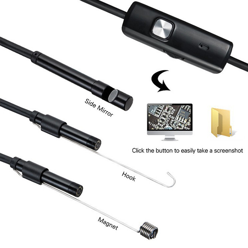Cameră endoscopică cu teleobiectiv 8MM MINI HD 2MP Obiectiv industria endoscopic IP67 Boroscop de pescuit impermeabil 3 în 1 tip C Android Mac