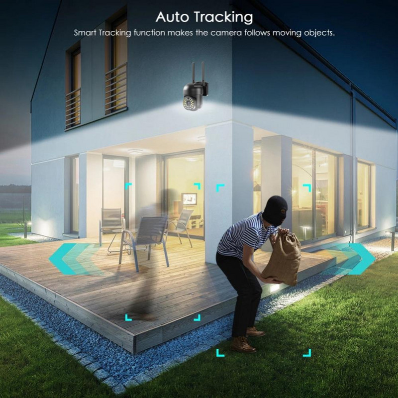 Cameră IP Wifi 5G în aer liber 2MP AI Detectare umană Urmărire automată Cameră de supraveghere PTZ Color IR Viziune nocturnă Securitate la domiciliu