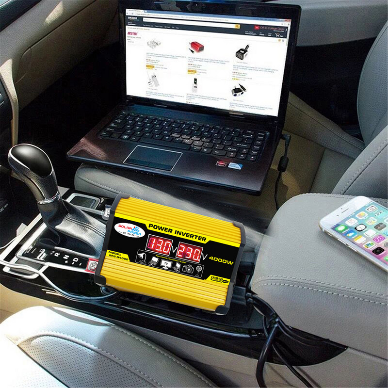 Automobilski pretvarač napajanja DC 12V u AC 110 220V Dual USB adapter za automobil 4000W Peak modificirani sinusni val Inverter Dodaci za automobile