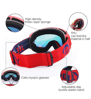 Μαγνητικά πολωμένα γυαλιά σκι διπλών επιπέδων φακών γυαλιά σκι για ενήλικες αντιθαμβωτικά γυαλιά προστασίας UV400 Γυαλιά για Snowboard
