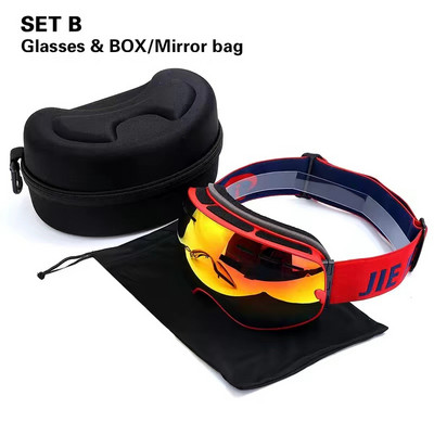 Ochelari de schi polarizați magnetici, lentile cu două straturi, ochelari de schi anti-aburire pentru adulți, protecție UV400, ochelari pentru snowboard.