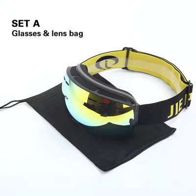 Ochelari de schi polarizați magnetici, lentile cu două straturi, ochelari de schi anti-aburire pentru adulți, protecție UV400, ochelari pentru snowboard.