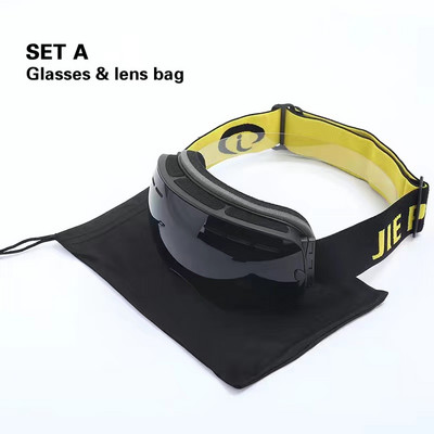 Ochelari de schi polarizați magnetici, lentile cu două straturi, ochelari de schi anti-aburire pentru adulți, protecție UV400, ochelari pentru snowboard.