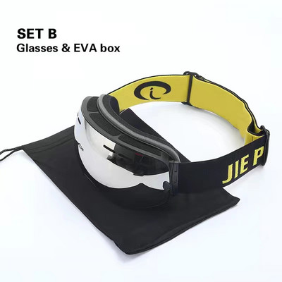 Ochelari de schi polarizați magnetici, lentile cu două straturi, ochelari de schi anti-aburire pentru adulți, protecție UV400, ochelari pentru snowboard.