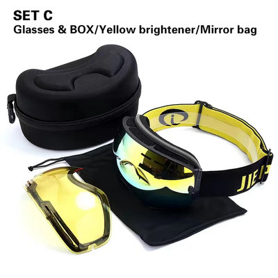 Ochelari de schi polarizați magnetici, lentile cu două straturi, ochelari de schi anti-aburire pentru adulți, protecție UV400, ochelari pentru snowboard.