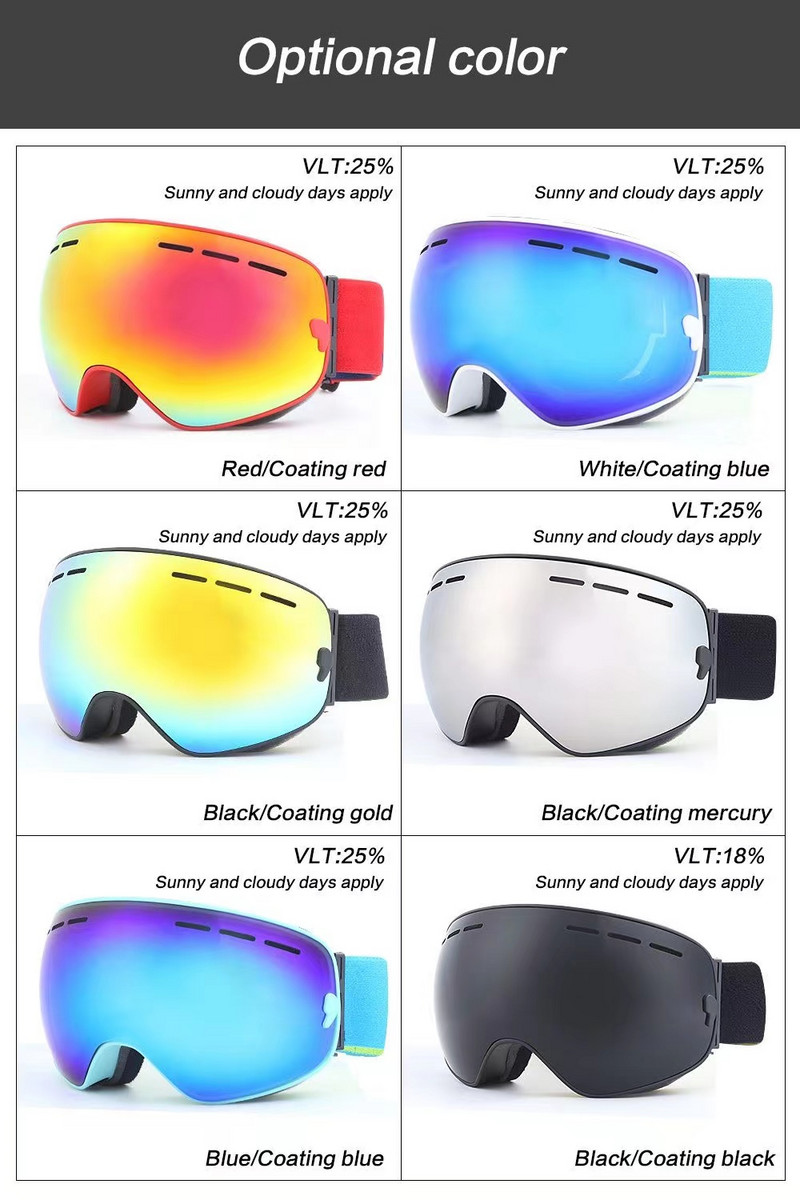 Ochelari de schi polarizați magnetici, lentile cu două straturi, ochelari de schi anti-aburire pentru adulți, protecție UV400, ochelari pentru snowboard.