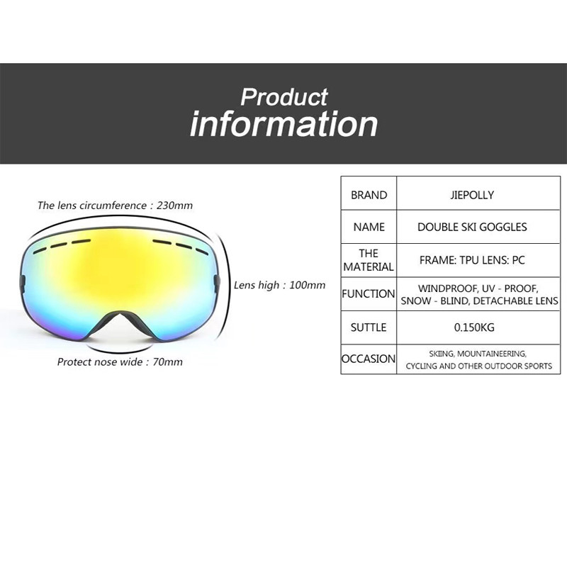 Ochelari de schi polarizați magnetici, lentile cu două straturi, ochelari de schi anti-aburire pentru adulți, protecție UV400, ochelari pentru snowboard.