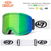 Cadru mare UV400 Ochelari de schi dublu strat Lentile polarizate Ochelari de schi anti-aburire pentru snowboard Bărbați Femei Ochelari de schi Ochelari