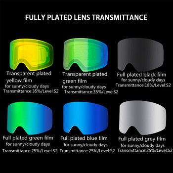 Big Frame UV400 Διπλό Επίπεδο Γυαλιά Σκι Polarized Lens Skiing Αντιθαμβωτικά γυαλιά Snowboard Ανδρικά Γυναικεία Γυαλιά Σκι Γυαλιά