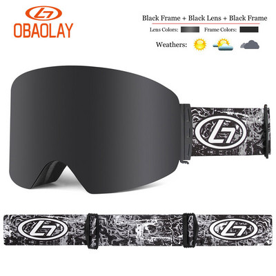 Cadru mare UV400 Ochelari de schi dublu strat Lentile polarizate Ochelari de schi anti-aburire pentru snowboard Bărbați Femei Ochelari de schi Ochelari