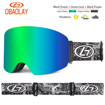 Cadru mare UV400 Ochelari de schi dublu strat Lentile polarizate Ochelari de schi anti-aburire pentru snowboard Bărbați Femei Ochelari de schi Ochelari