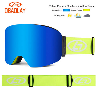 Cadru mare UV400 Ochelari de schi dublu strat Lentile polarizate Ochelari de schi anti-aburire pentru snowboard Bărbați Femei Ochelari de schi Ochelari